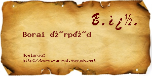 Borai Árpád névjegykártya