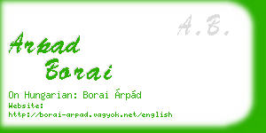 arpad borai business card